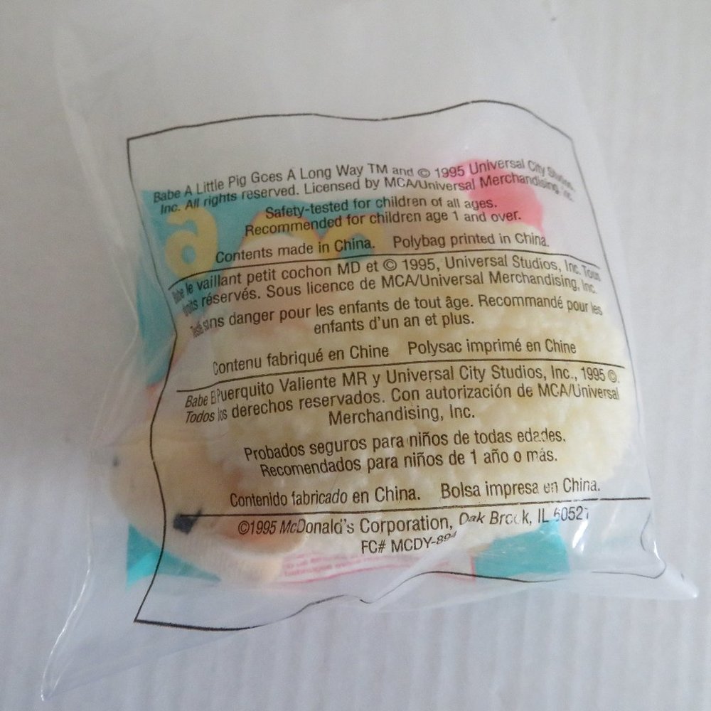Mcdonald's Vintage1995 Happy Meal Toy, BABE #3 MAA Sheep Plush Toy, New in Bag - Picture 3 of 3